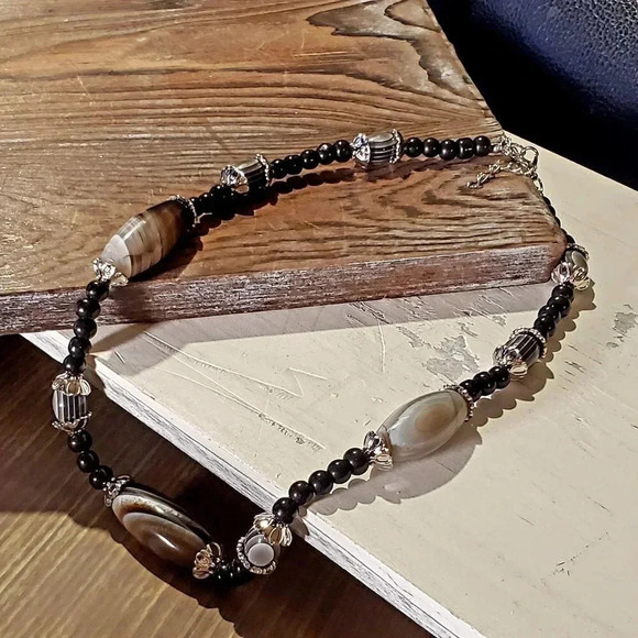 Handcrafted Large Botswana Agate Beads Necklace - Picture 1 of 4